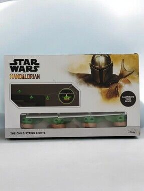 Star Wars Mandalorian The Child Grogu Green LED String Lights 10ft 10-Light NIB